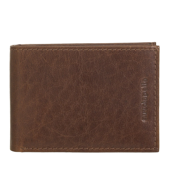 Nuvola Pelle Mini Portafoglio Uomo Piccolo in Pelle di Bufalo Tascabile - Portafoglio Piccolo da Giacca con Portamonete, Tasche con Retina Trasparente