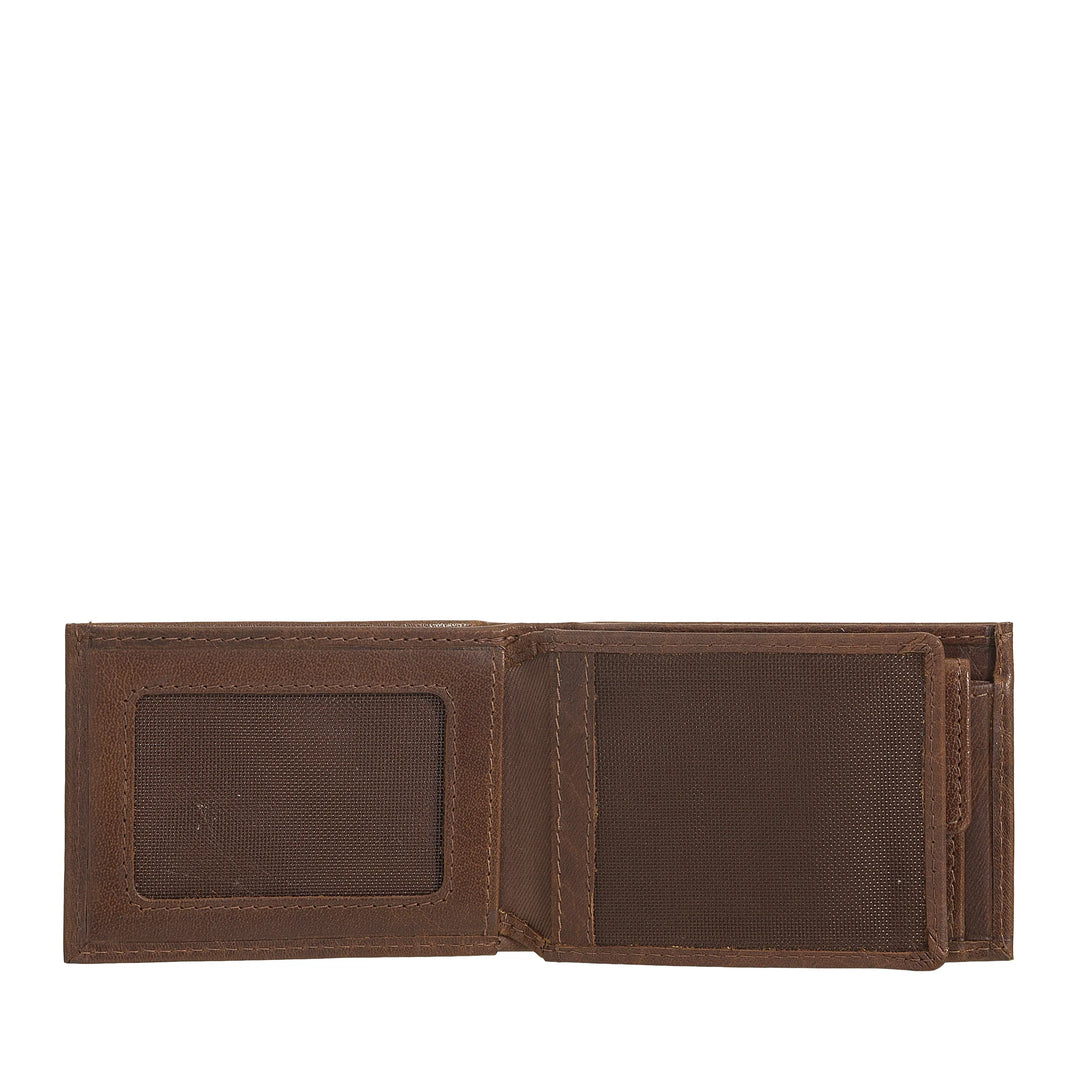 Nuvola Pelle Mini Portafoglio Uomo Piccolo in Pelle di Bufalo Tascabile - Portafoglio Piccolo da Giacca con Portamonete, Tasche con Retina Trasparente