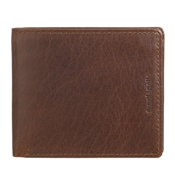 Nuvola Pelle Portefeuille pour Homme en Cuir de Buffle Petit avec Porte-Monnaie, Porte-Cartes et Billets - Portefeuille de Poche Compact, Mince