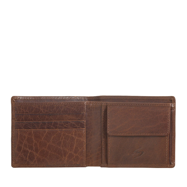 Nuvola Pelle Portefeuille pour Homme en Cuir de Buffle Petit avec Porte-Monnaie, Porte-Cartes et Billets - Portefeuille de Poche Compact, Mince