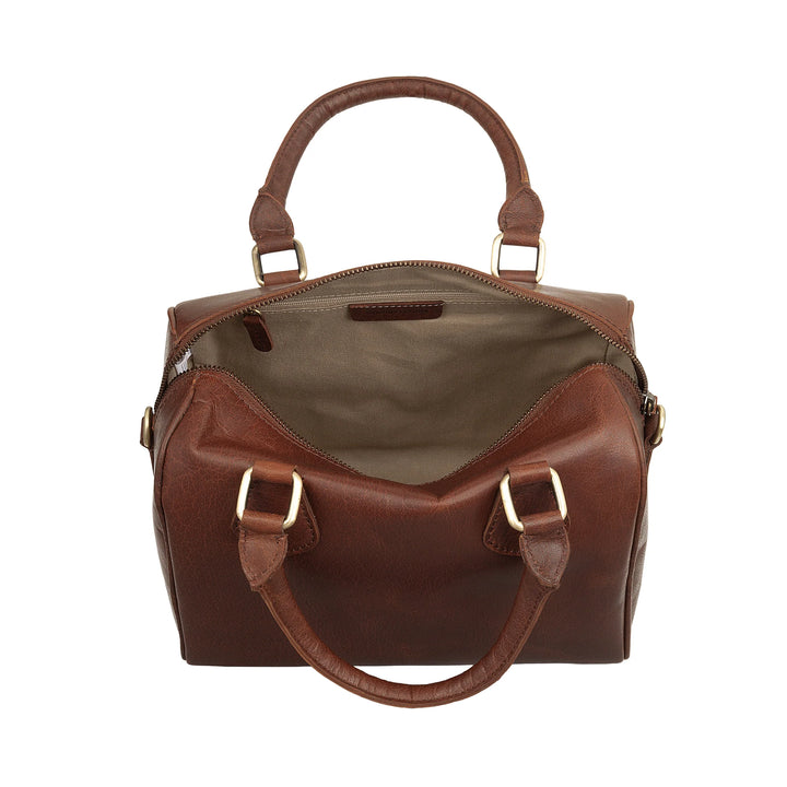 Nuvola Pelle Damentasche aus echtem Büffelleder mit verstellbarem Schultergurt – elegante Vintage-Handtasche mit Reißverschluss und Doppelgriff