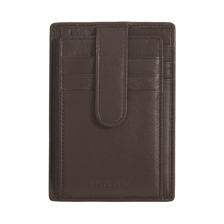 Porte-cartes de crédit ultra-fin pour hommes Nuvola Pelle Slim en cuir Nappa avec fermeture à bouton