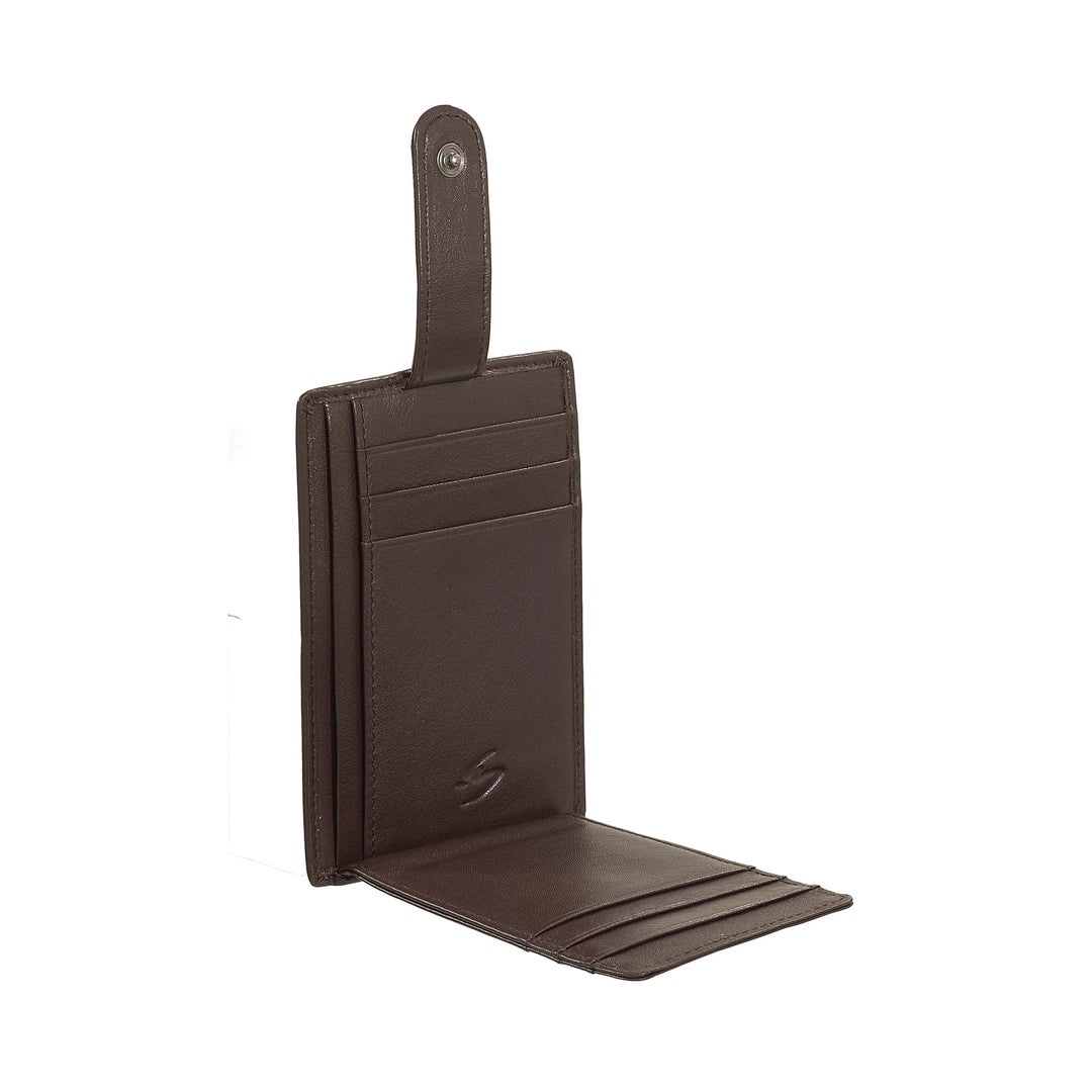 Porte-cartes de crédit ultra-fin pour hommes Nuvola Pelle Slim en cuir Nappa avec fermeture à bouton