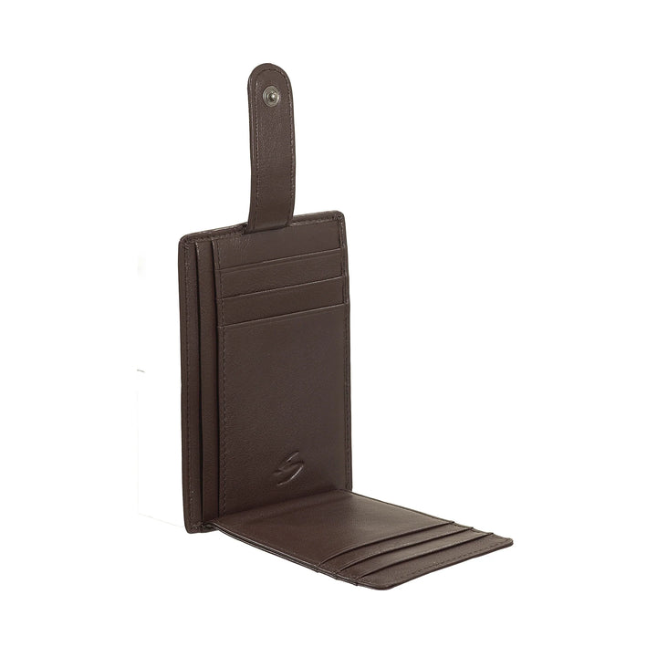 Porte-cartes de crédit ultra-fin pour hommes Nuvola Pelle Slim en cuir Nappa avec fermeture à bouton