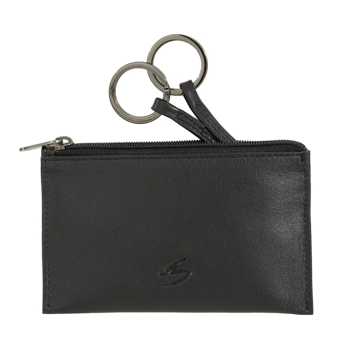Porte-clés et porte-monnaie Nuvola Pelle en cuir véritable - Étui avec fermeture éclair et 2 anneaux pour clés