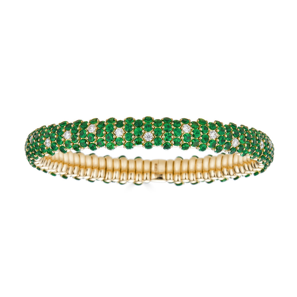 Bracelet élastique bombé Zydo en or jaune tsavorite 64015