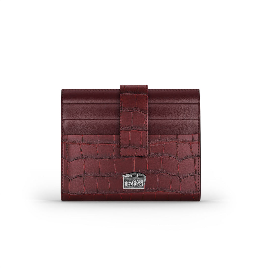 Giovanni Raspini Burgundy Croco Leather Card Holder Wallet L0032