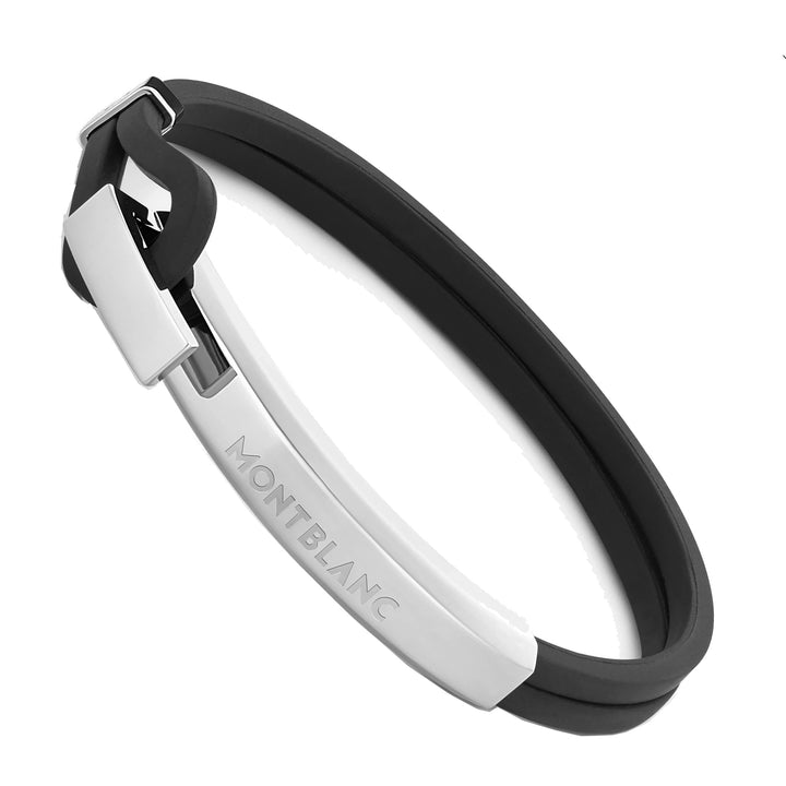 Montblanc black rubber bracelet and steel Wrap Me 126135