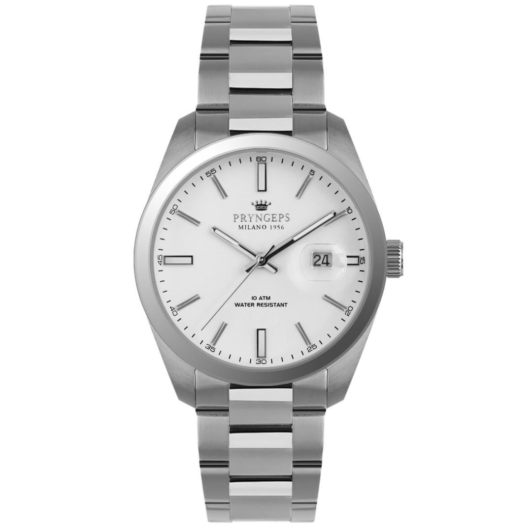 Pryngeps Torino Uhr 39 mm weißer Quarzstahl A1071 BI