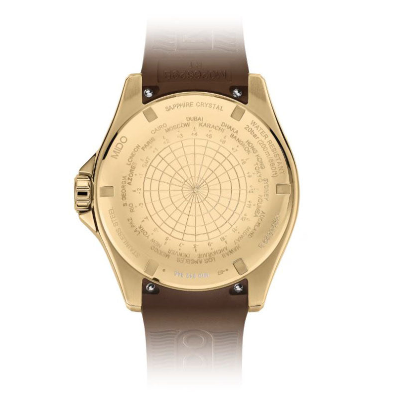 Mido watch Ocean Star GMT 44mm black automatic steel PVD yellow gold finish M026.629.37.291.00