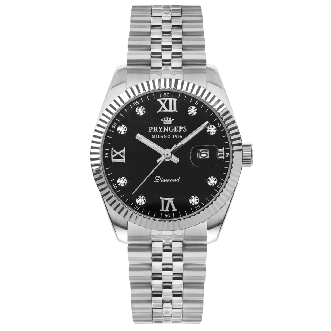 Montre Pryngeps Erre X 40mm diamants noirs quartz acier A821-2QB NE
