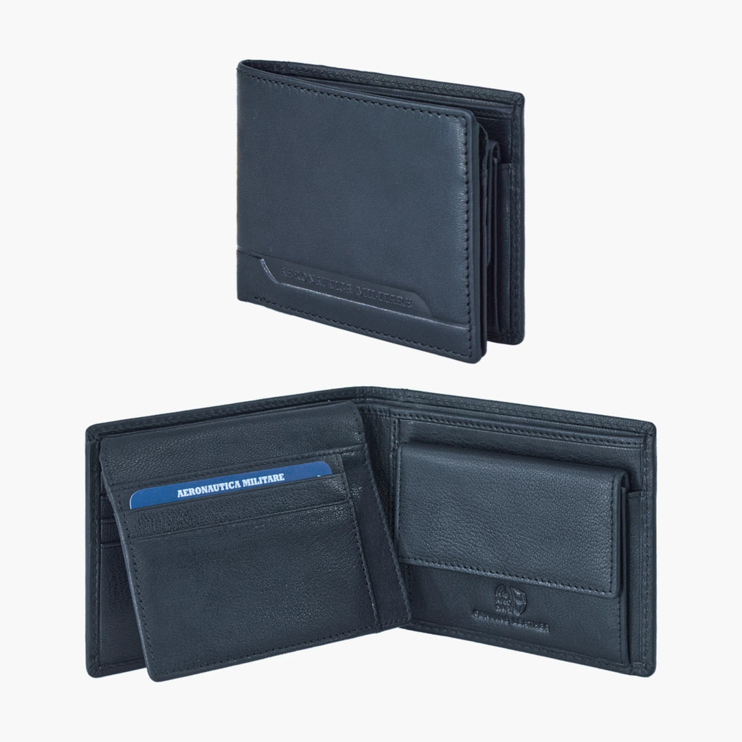 Air Force military wallet in leather in leather with Moon Am233-BL line