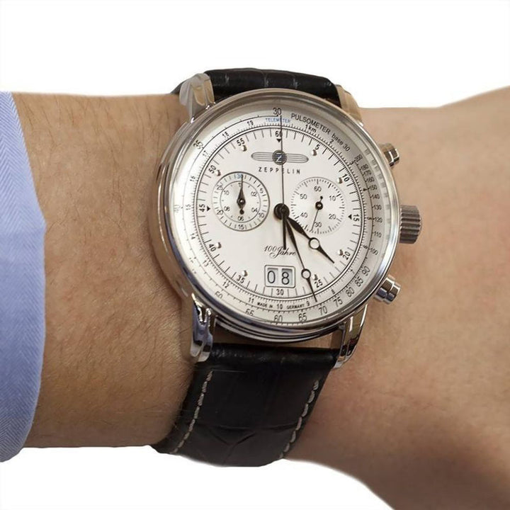 Zeppelin orologio 100 Years Zeppelin Cronografo 42mm argento quarzo acciaio 7690-1