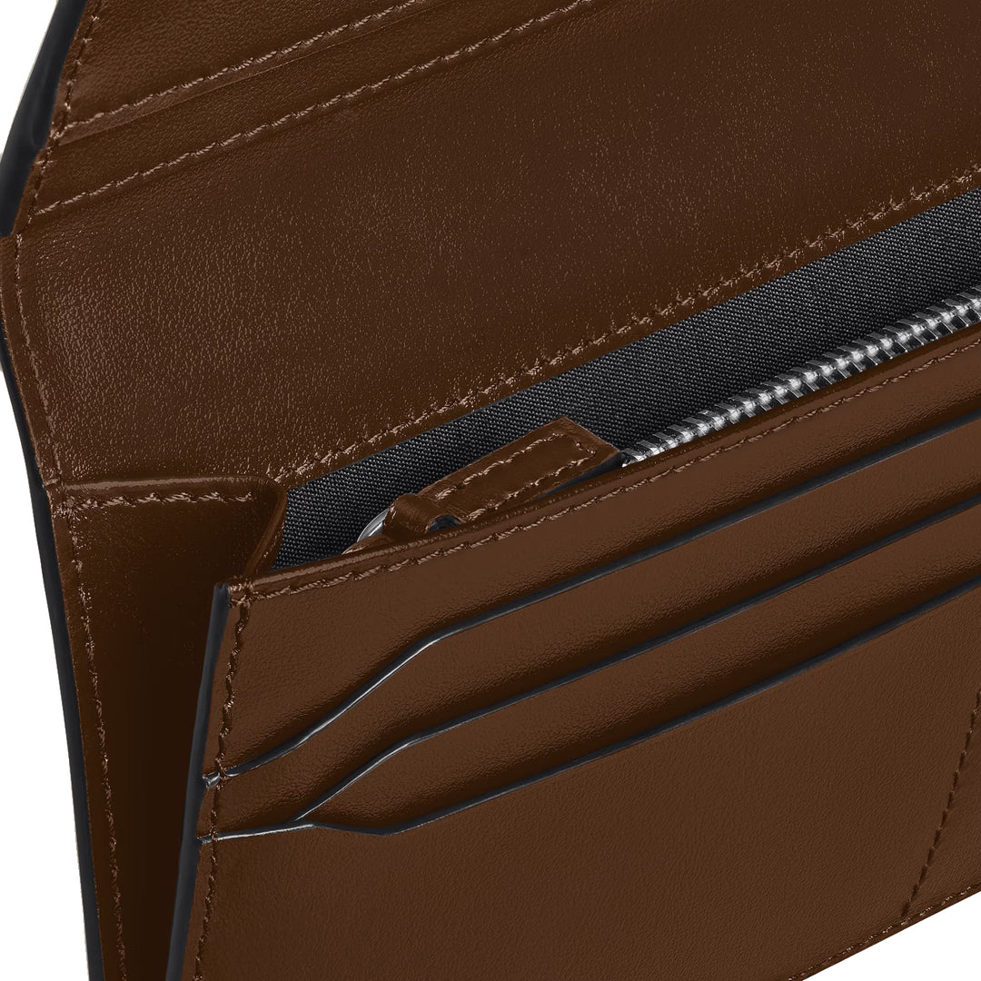 Montblanc portafoglio 14 scomparti Meisterstück, tasca con cerniera sfumato marrone 220318