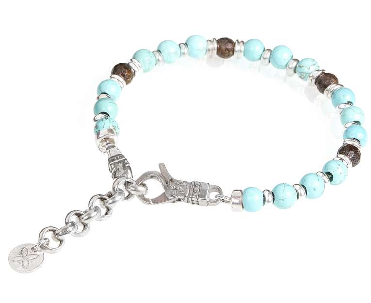 Gerba bracciali con chiusura moschettone, aulite celeste, bronzite e arg925 MOSCH01