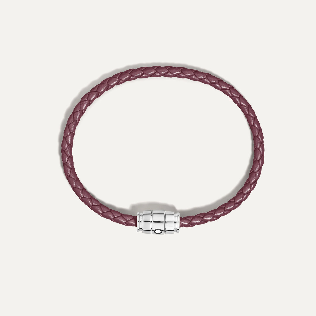 Bracelet Montblanc 3 anneaux en acier et cuir Meisterstück Cassis taille S 13431360