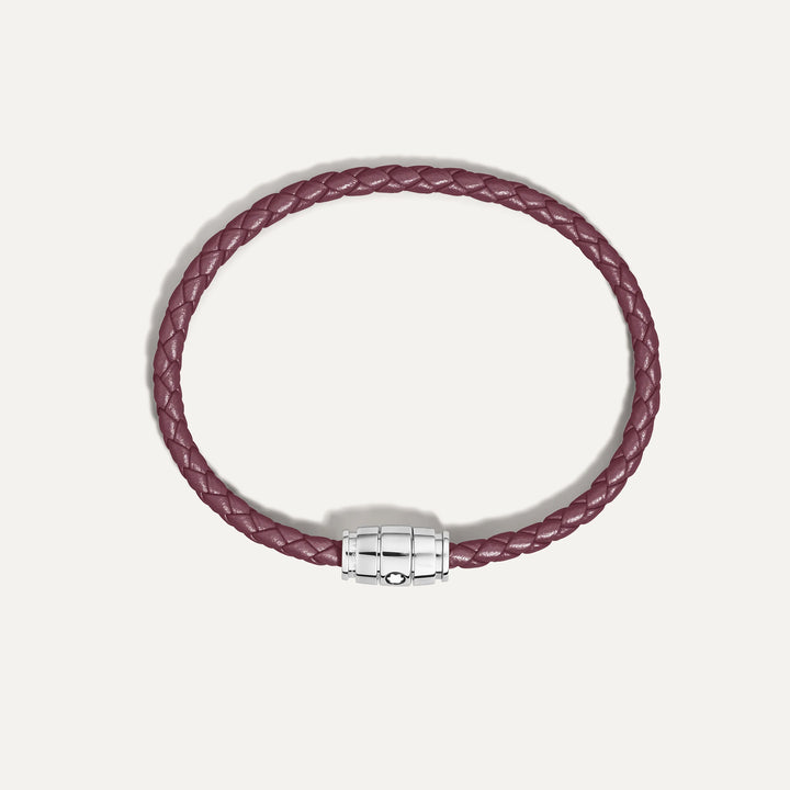Bracelet Montblanc 3 anneaux en acier et cuir Meisterstück Cassis taille M 13431363