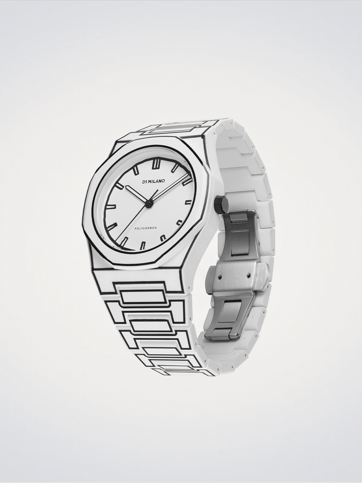 D1 Milano White Sketch Polycarbon 40.5mm D1-PCBJ34