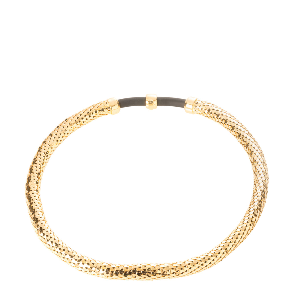 Federica Rossi collana girocollo maglia di squame e caucciù bronzo finitura PVD oro 18kt FR.CO.32