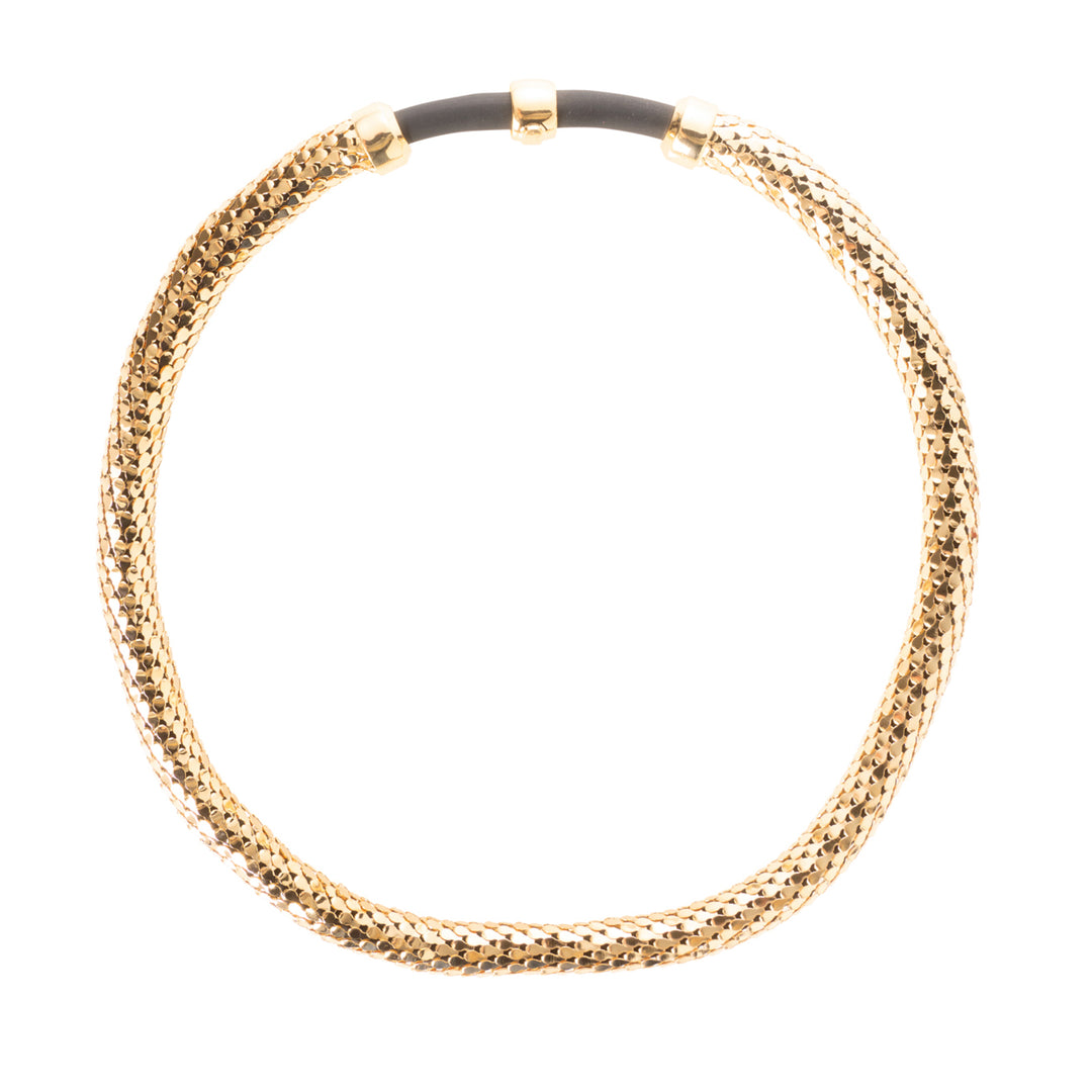 Federica Rossi collana girocollo maglia di squame e caucciù bronzo finitura PVD oro 18kt FR.CO.32