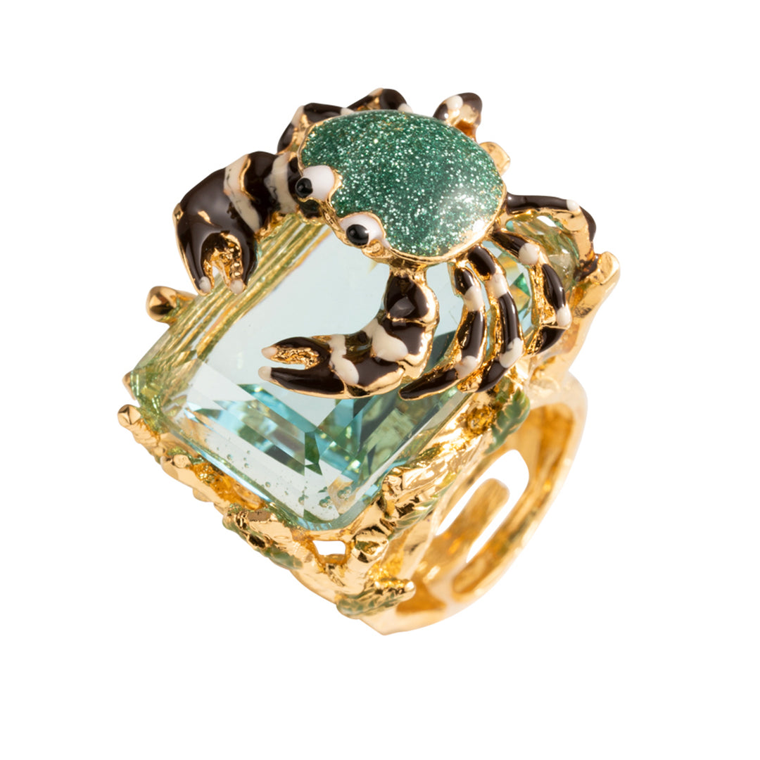 Federica Rossi Gonchio bronze ring pvd finish yellow gold 18kt quartz nail polish aquamarina fr.an.02