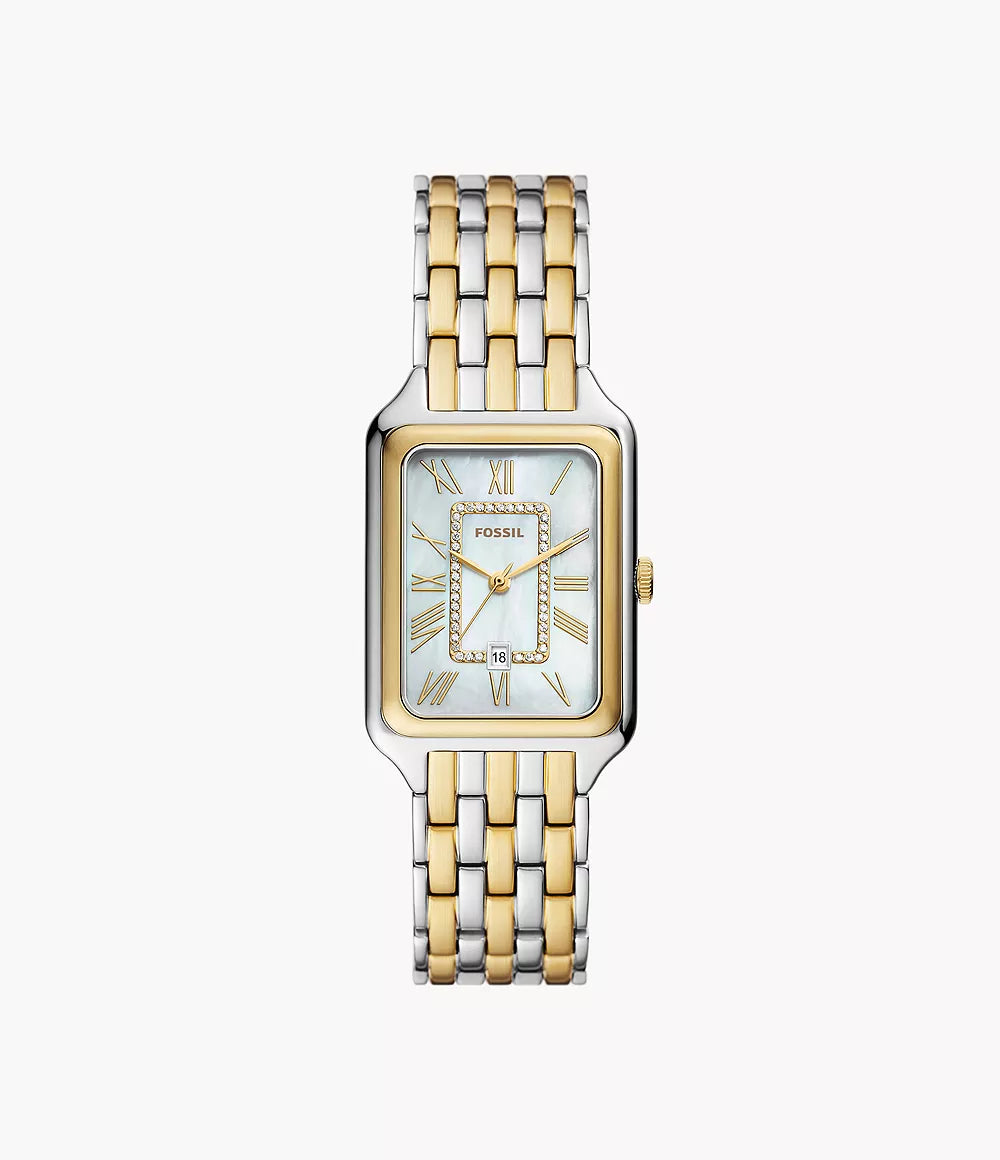 Montre Fossil Raquel 26mm en nacre, quartz, acier avec finitions PVD or jaune ES5305