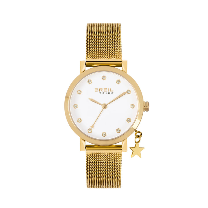 Breil orologio Emily 30mm bianco cubic zirconia quarzo acciaio finitura IP gold EW0787