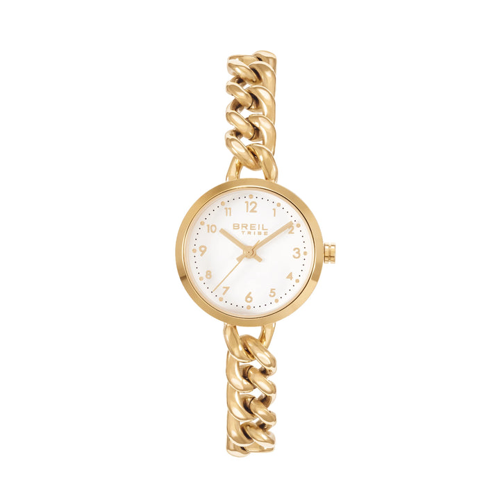 Montre Breil Blanche 28mm acier quartz blanc finition or IP ew0790