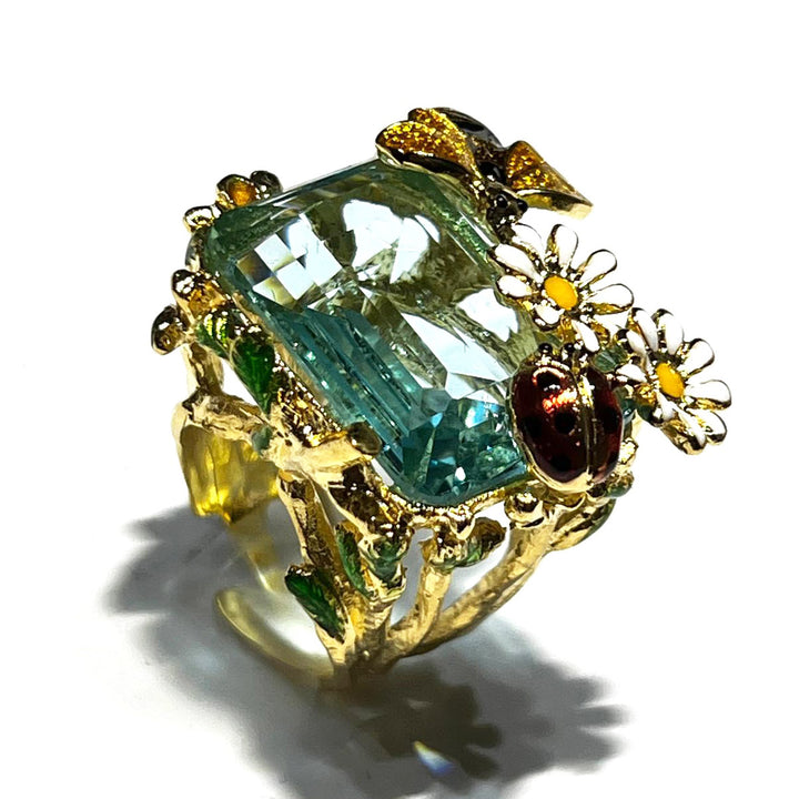Federica Rossi bague Ape Margherite cristal bronze finition PVD or 18 carats FR.AN.24