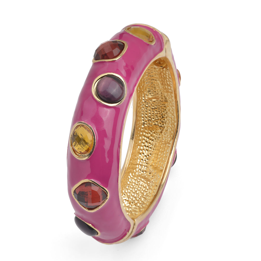 Federica Rossi Bangle Bracelet Ibiza Bronze Bronze PVD Gol Yellow Gold 18KT Émail et quartz Fr.Br.02