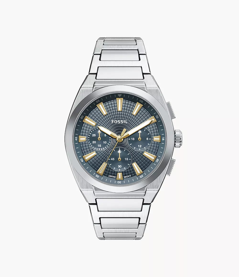 Fossil orologio Everett Chrono 44mm blu quarzo acciaio FS6154