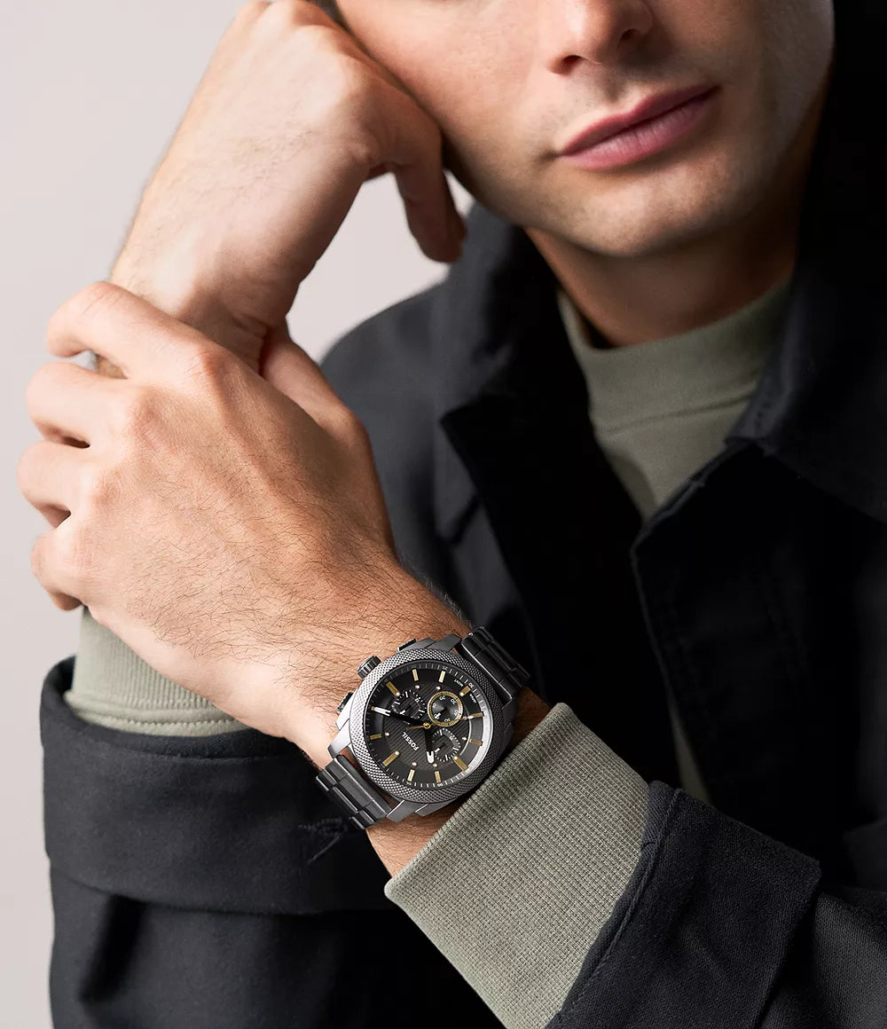 Fossil orologio Machine Chrono 44mm grigio quarzo acciaio finitura PVD canna di fucile FS6160