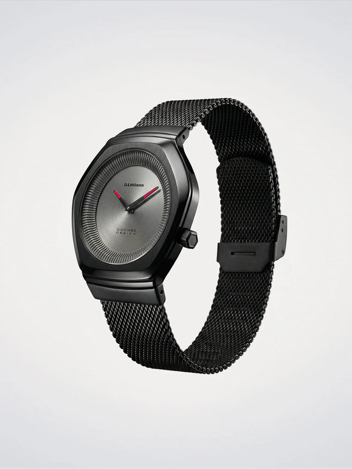D1 Milano Uhr Limited Edition Giugiaro Design 40 mm grauer Quarzstahl D1-IDBJ01