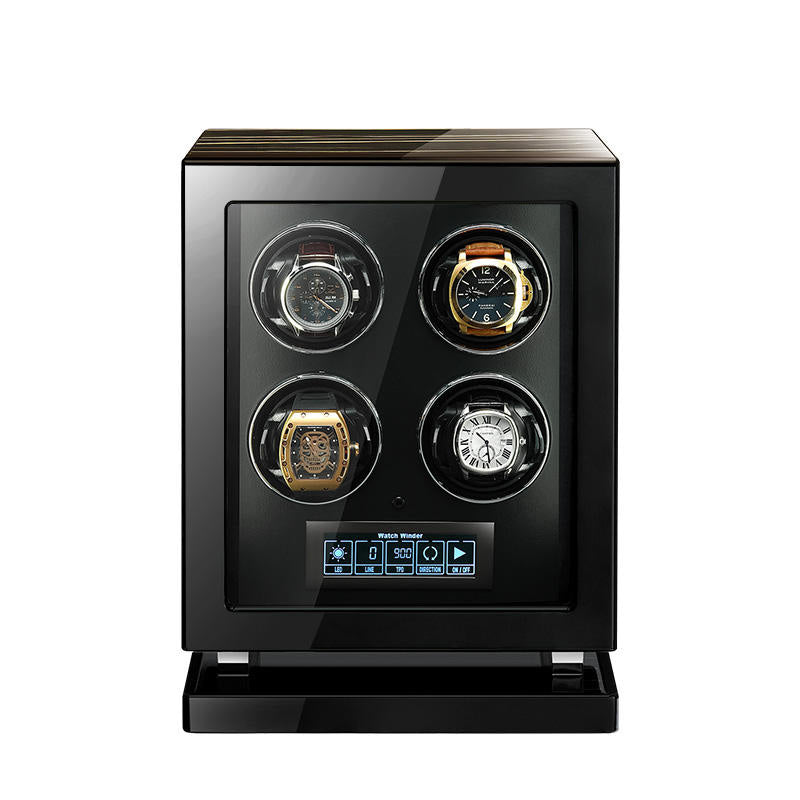 Capodagli winding rotor box set of 4 wooden watches with smart lock and light MQ6304
