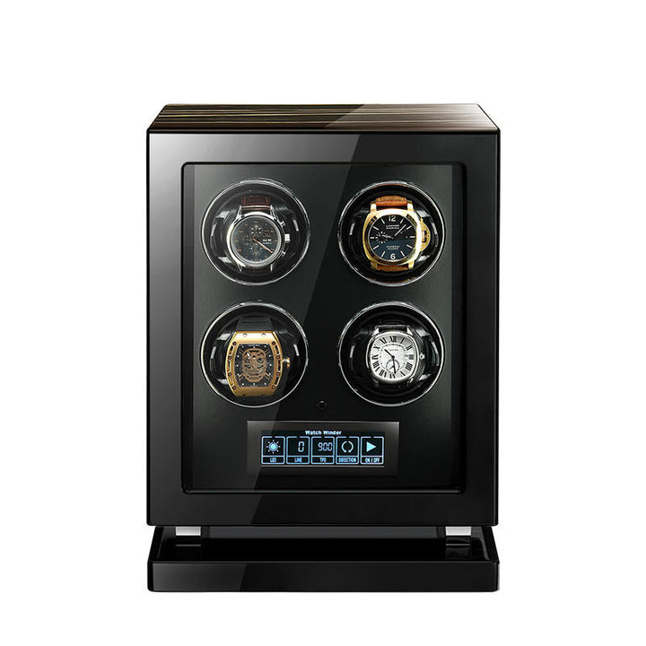 Capodagli winding rotor box set of 4 wooden watches with smart lock and light MQ6304
