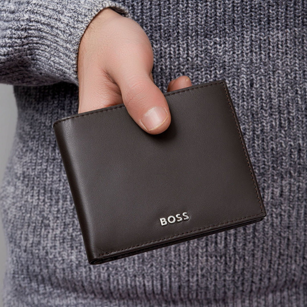 Hugo Boss klassische glatte braune Geldbörse HLW403Y