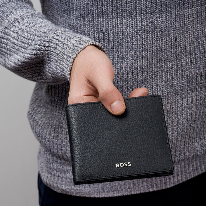 Hugo Boss Brieftasche mit klassischem schwarzem Getreidekörnchen Hry416a