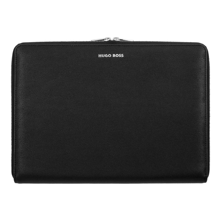 Hugo Boss Conference Folder avec A4 Hinge Pure Pure emblématique Black HTA410A