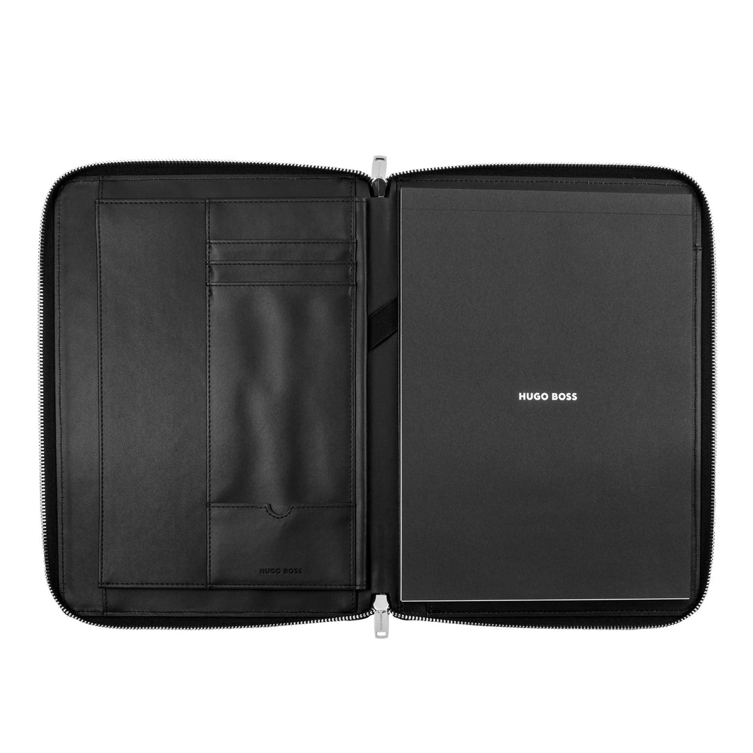 Hugo Boss Conference Folder avec A4 Hinge Pure Pure emblématique Black HTA410A