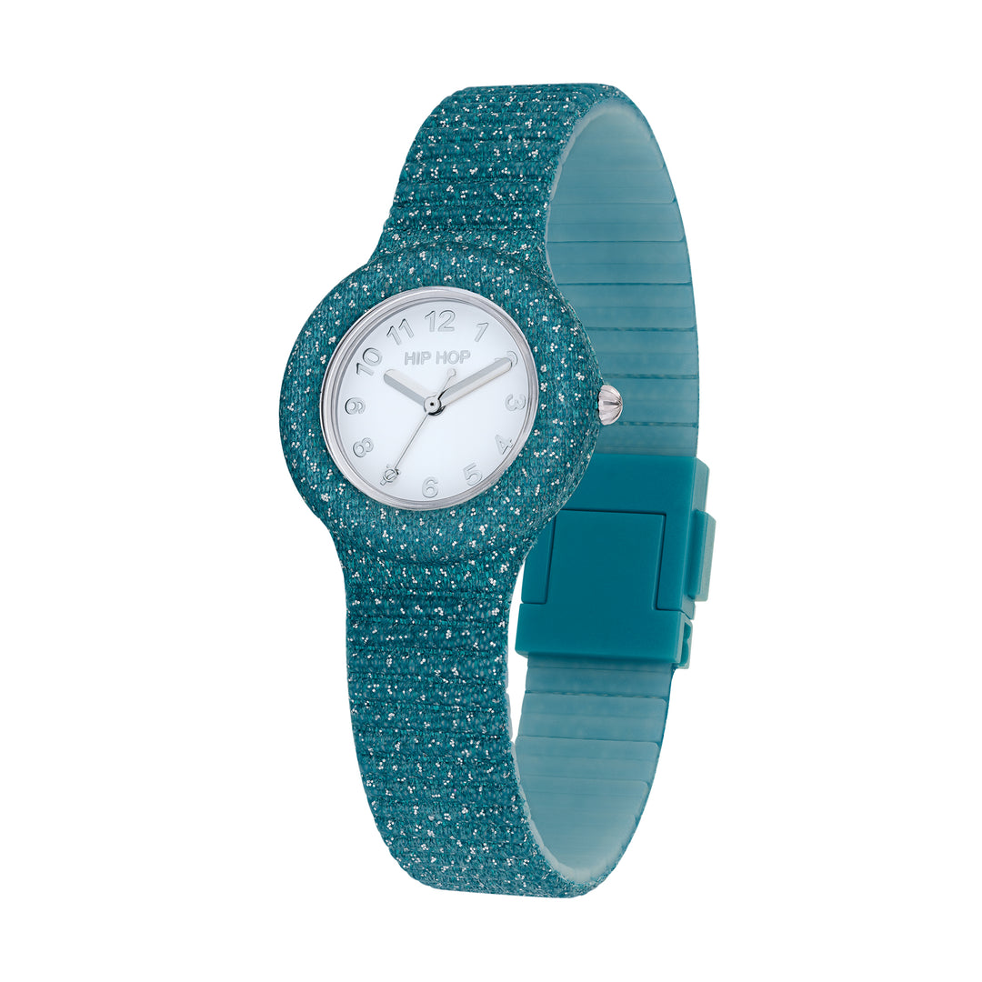 Hip Hop Teal Blue Shimmer Crush Collection 32 mm Hwu1244 Uhr