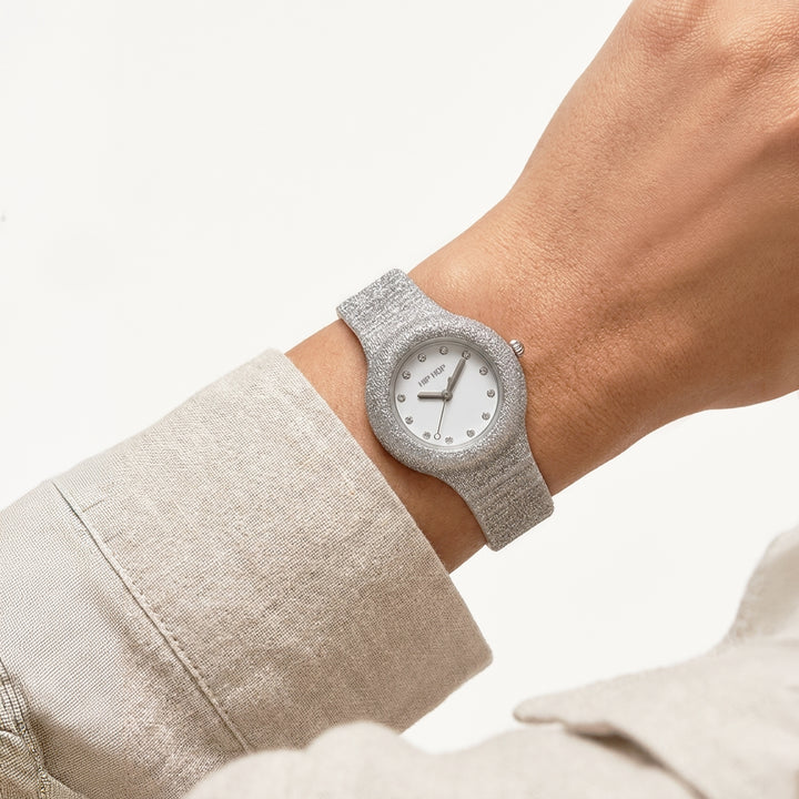 Hip-Hop-Uhr Silver Shimmer Crush 32 mm HWU1336