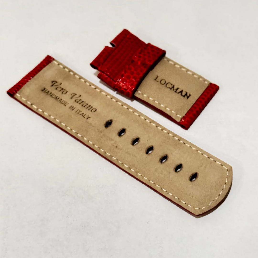 Locman 30mm red lizard skin strap L-0001