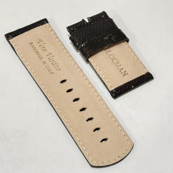 Locman 30mm black lizard leather strap L-0002