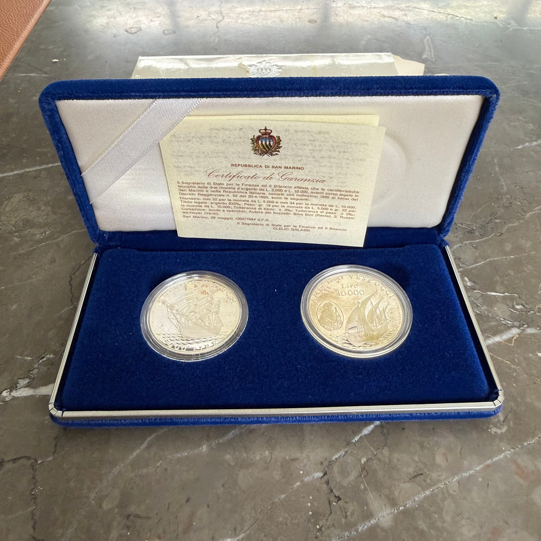 Pièces en argent 5000 10000 Lire République de Saint-Marin Amerigo Vespucci 1995