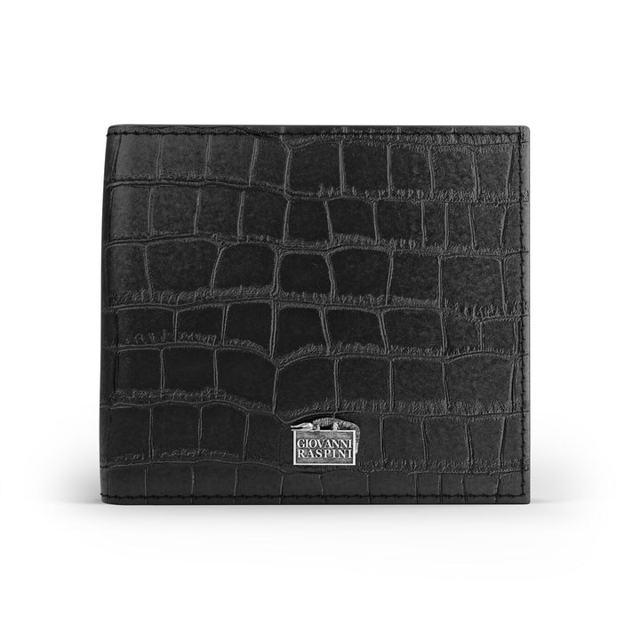 Giovanni Raspini black croco leather wallet 925 silver L0024