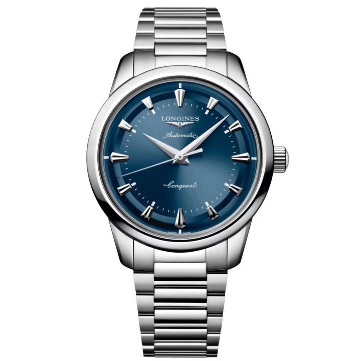 Montre automatique Longines Heritage 40 mm en acier bleu L1.650.4.92.6