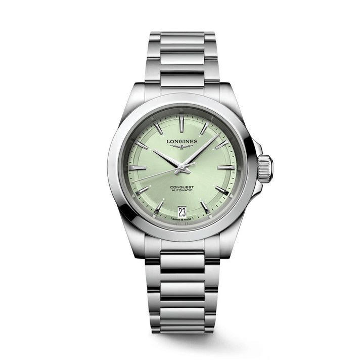 Longines Conquest 34 mm grüne automatische Stahluhr L3.430.4.02.6