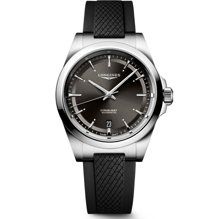 Longines Conquest 38 mm schwarze Automatikuhr aus Stahl L3.720.4.52.9