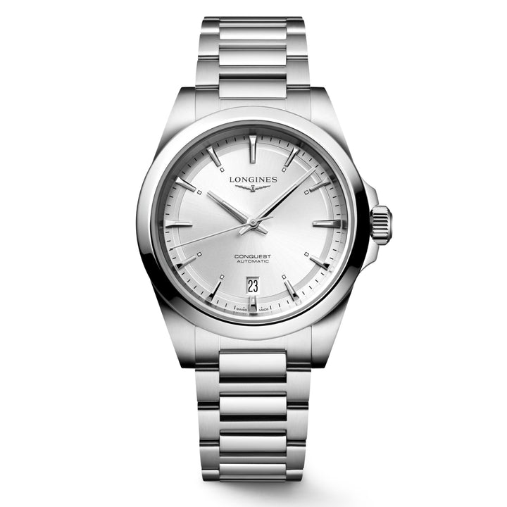 Montre Longines Conquest 38 mm en acier automatique argenté L3.720.4.72.6
