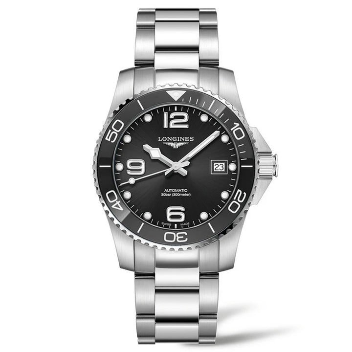 Longines Hydroconquest 39mm black automatic steel watch